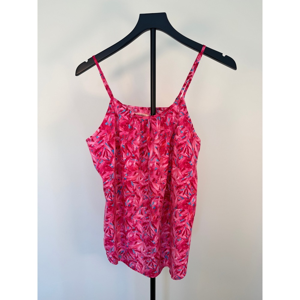 Faded Glory Womens Pink Tropical Leaf Print Cami Tank Top Medium 8-10 FGL17450PR